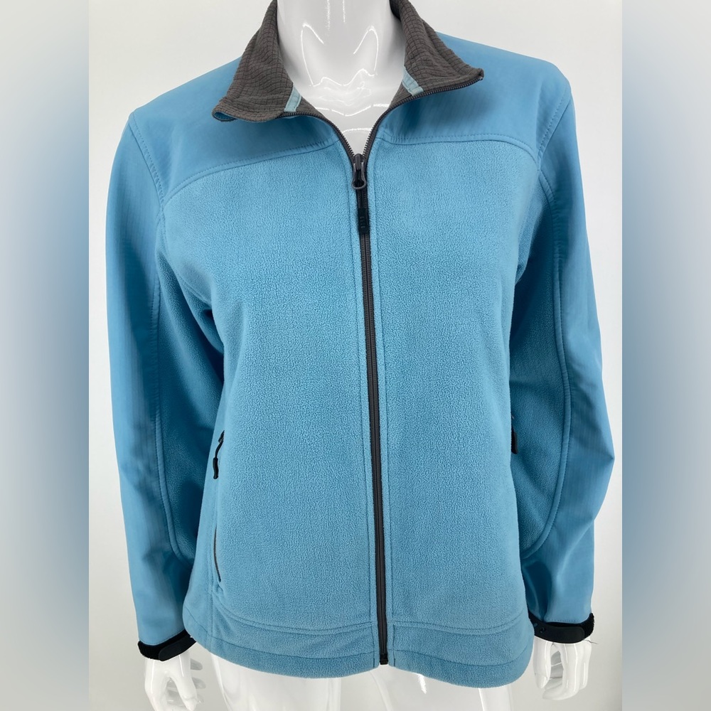 Lands’ End Blue Zipped Front & Pockets Gray Interior Lining Gently Used Size M